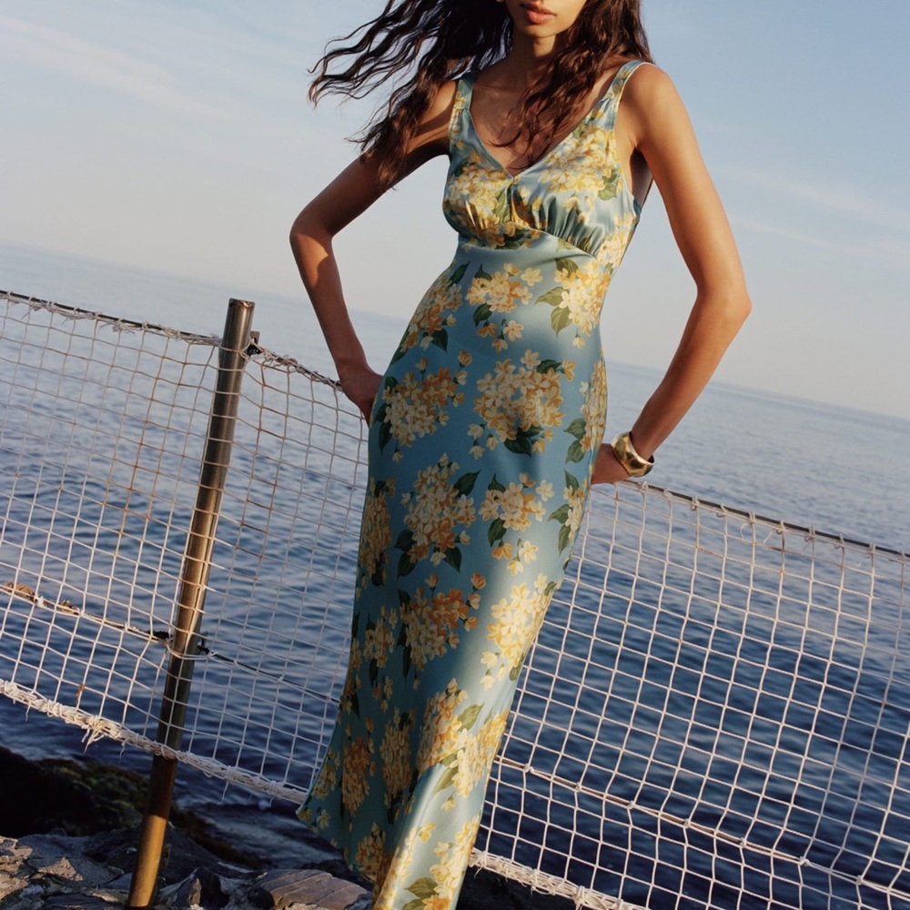 Reformation Daytona Floral Silk Dress Size XS